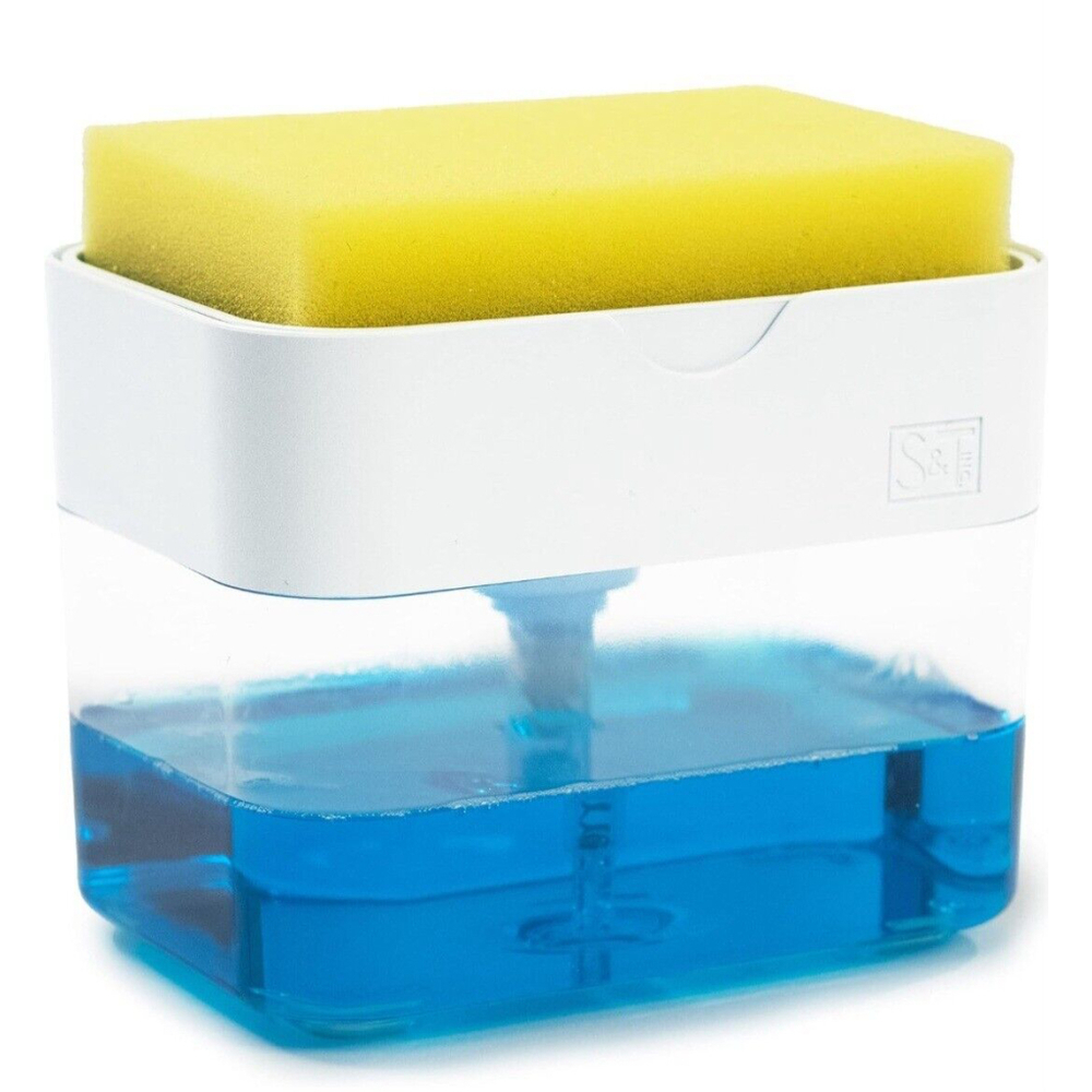 S&T INC. Dish Soap Dispenser and Sponge Holder for Kitchen Sink Sponge Included